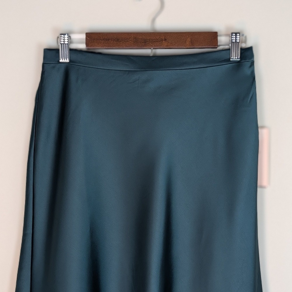 Blashe Teal Green Satin Midi Skirt Size Medium  A-Line Silky Skirt NWT Ladycore